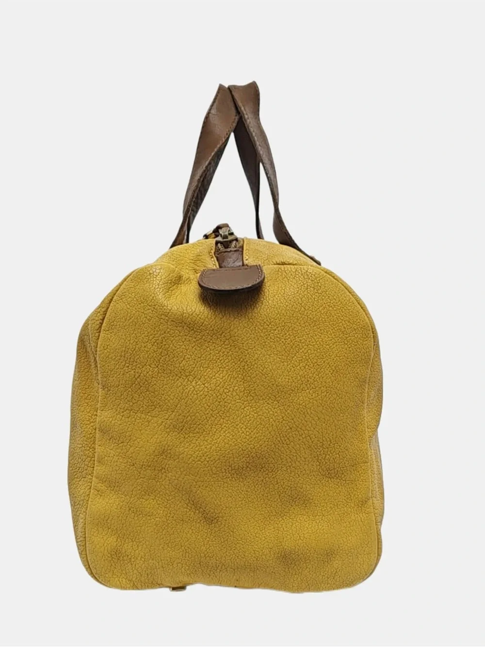 Loewe Yellow Leather Duffel Tote Bag with Brown Handles